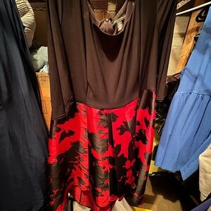 R&M Richards Elegant Black and Red Floral Dress